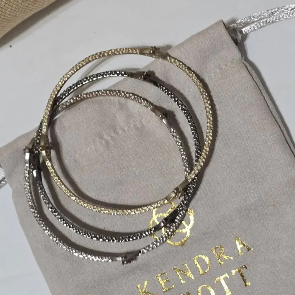 Kendra Scott Bundle of Jeweled Bangle‎ Bracelets Gunmetal silver Gold Plated Lot